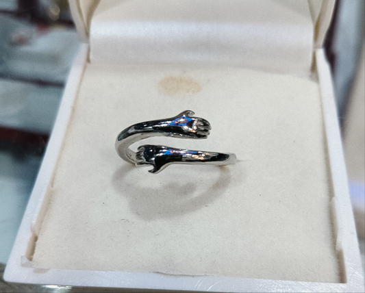 Silver ring with rhodium plating love ring for lovely couples weight 2.780gm size 16 no.