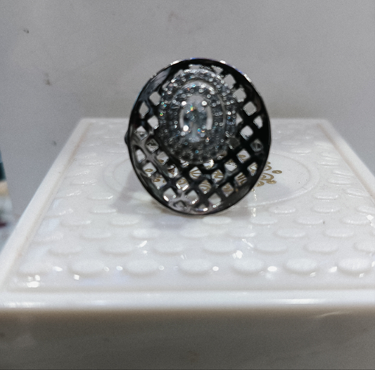 Silver ring with rhodium plating weight 5 gm size 9 no.
