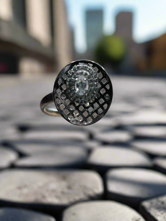 Silver ring with rhodium plating weight 5 gm size 9 no.