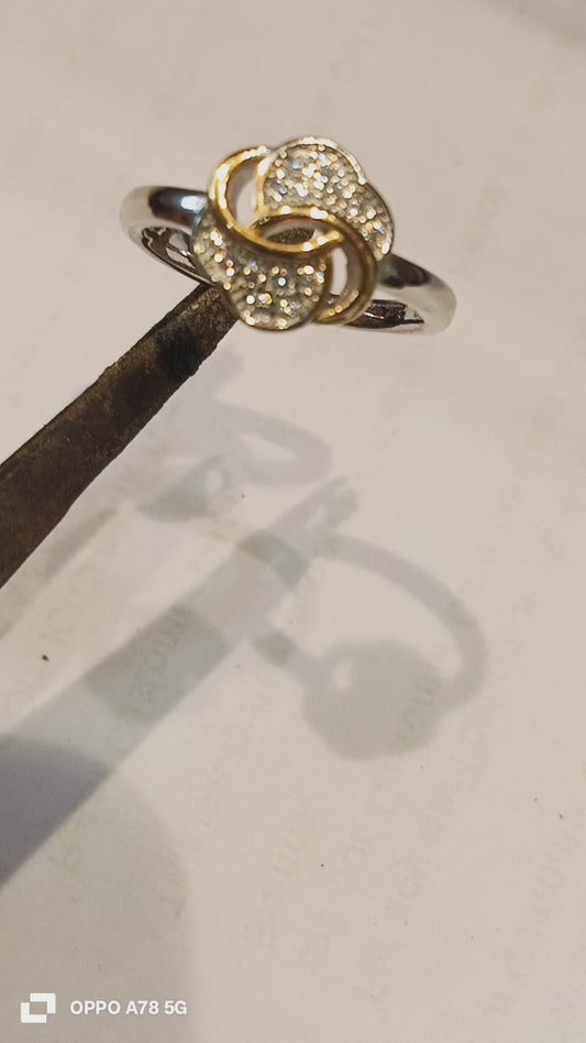 Girls ring 92.5 silver with rhodium plating free size weight 2.260