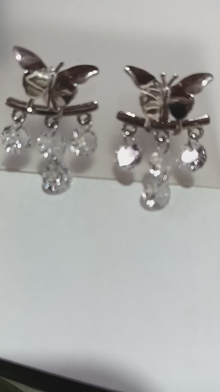 Earring butterfly 92.5 silver for girls with rhodium plating weight 3.600 gm