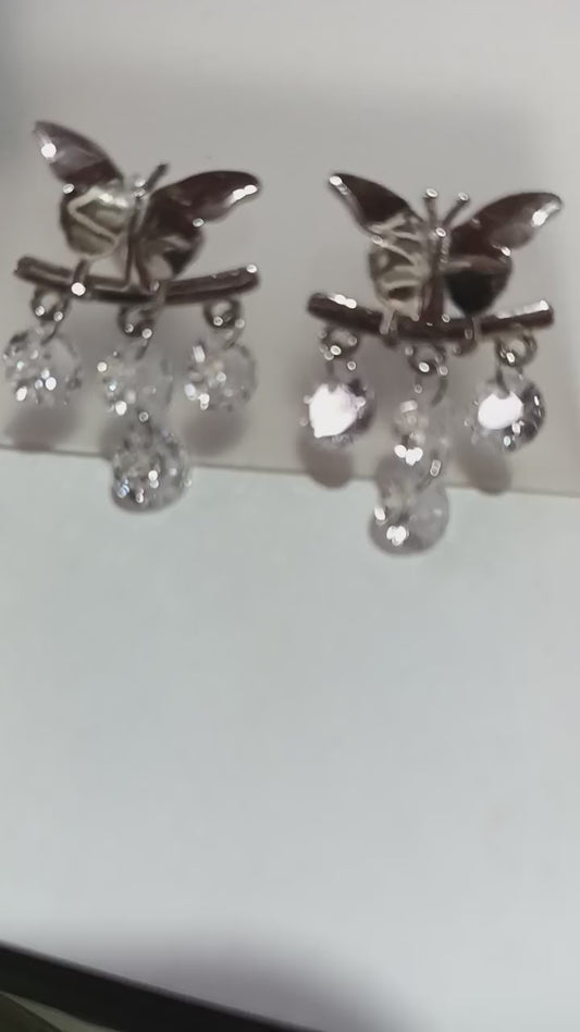 Earring butterfly 92.5 silver for girls with rhodium plating weight 3.600 gm